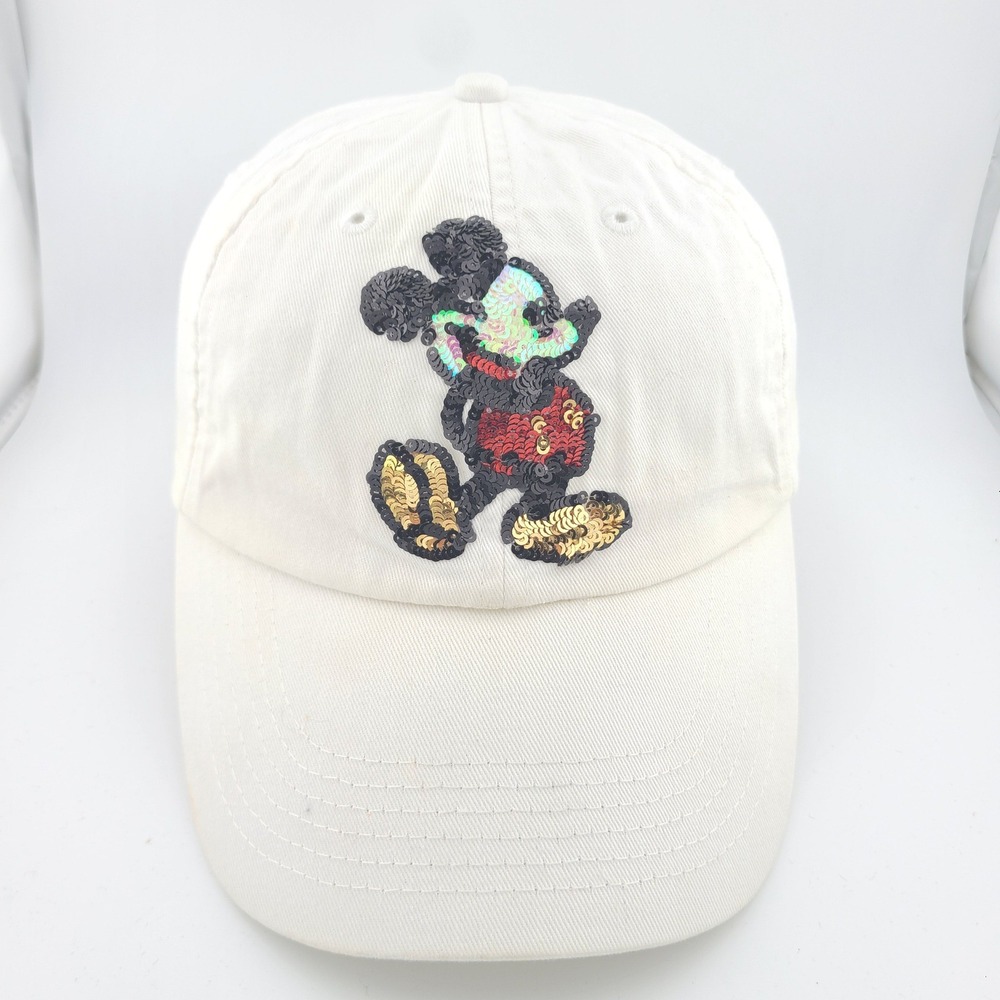 Disney Parks Mickey Mouse Womens Sequin Hat White Character Sparkle Bling Mom